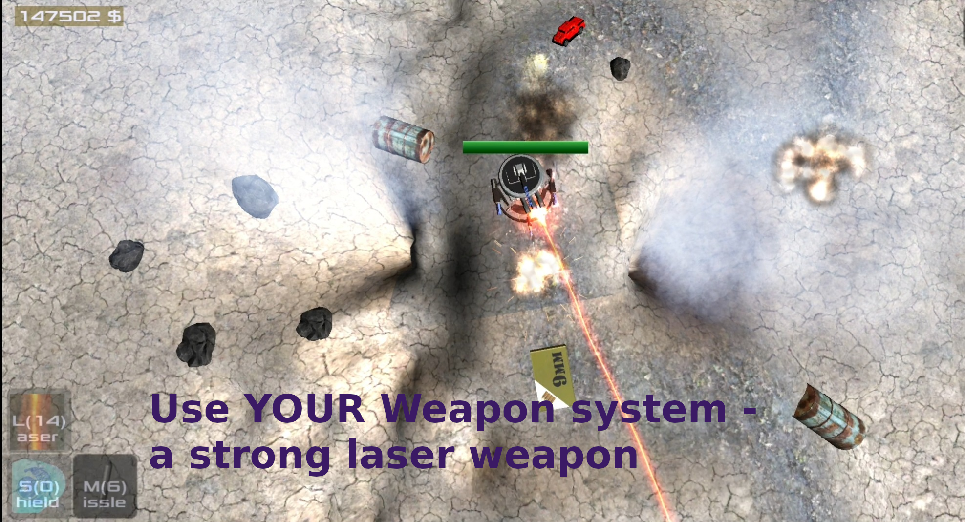 Weapon system with using laser